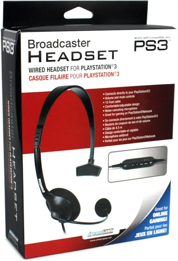 Dream GEAR Wired PS3 Broadcaster Headset 15 ft Cable, volume and mute controls, noise cancelling