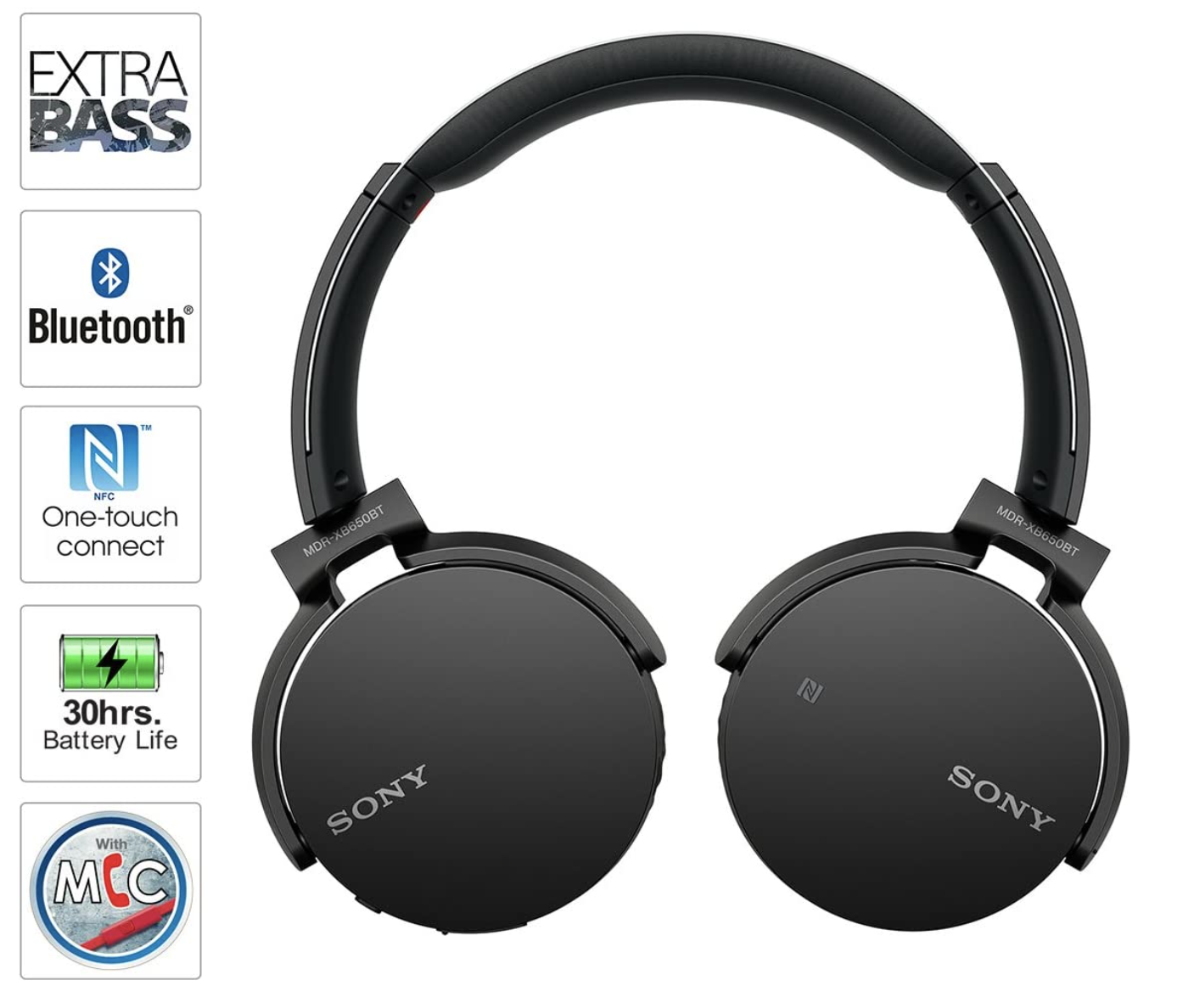 Sony MDRXB650BT Black Extra Bass On-Ear Bluetooth Headphones