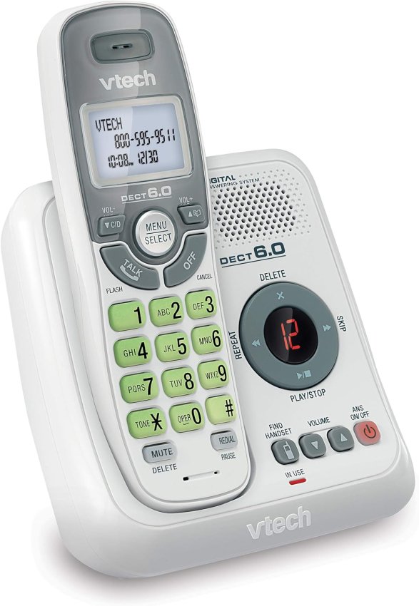 VTech CS6124 DECT 6.0 Cordless Phone with Answering System and Caller ID/Call Waiting, White