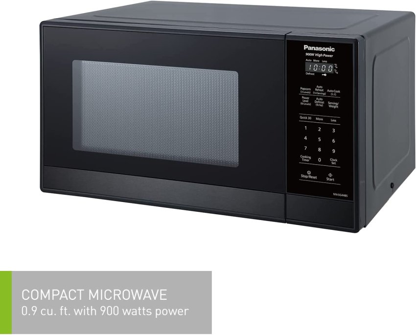 Panasonic High Power Microwave Oven Stainless Steel with Black Glass Door NN-SG448