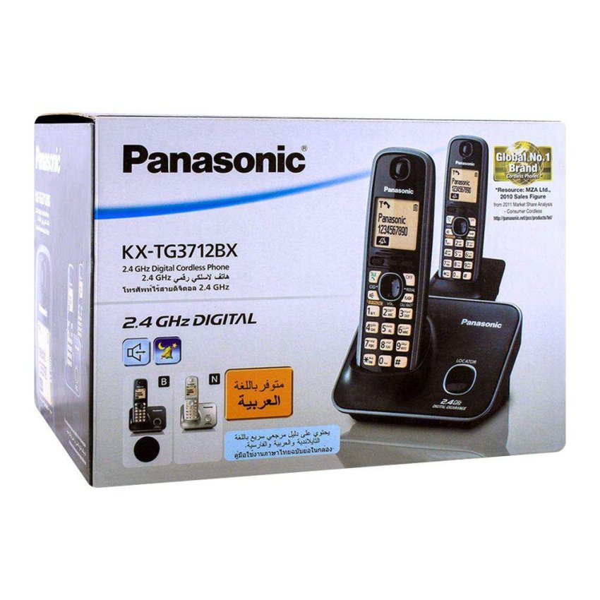 Panasonic KX-TG7624SK Dect 6.0 Link-to-Cell via Bluetooth Cordless Phone, Black, 3 Handsets