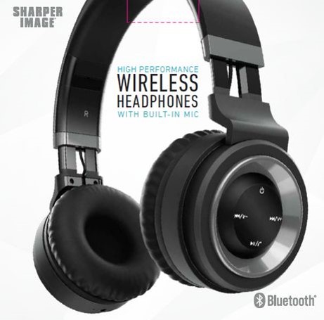Sharper Image High Performance Wireless Headphones SBT558 With Built-In Mic New