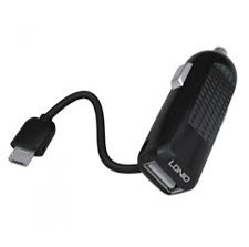 LDNIO Universal Car Charger with cable, USB Slot, 2.1A, Micro USB plug