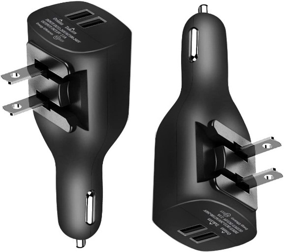 ALDEN DESIGN 2-in-1 Wall car USB charger, 2.4 Amp/5v, 30 day store warranty