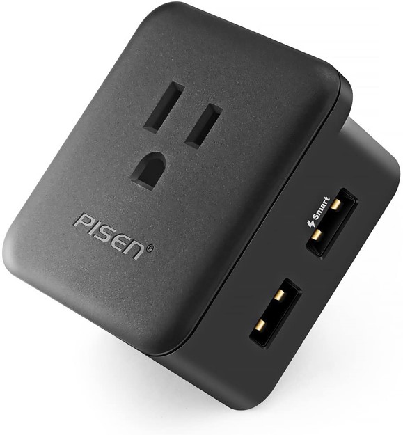 PISEN Smart Charging Plug, Smart Clip, security protection, 2.4A output, 2X USB port