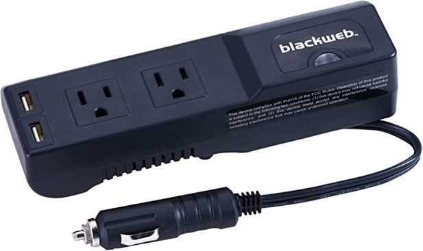 BLACKWEB Power Strip Inverter, 175w, 2X USB ports, 2X AC outlets