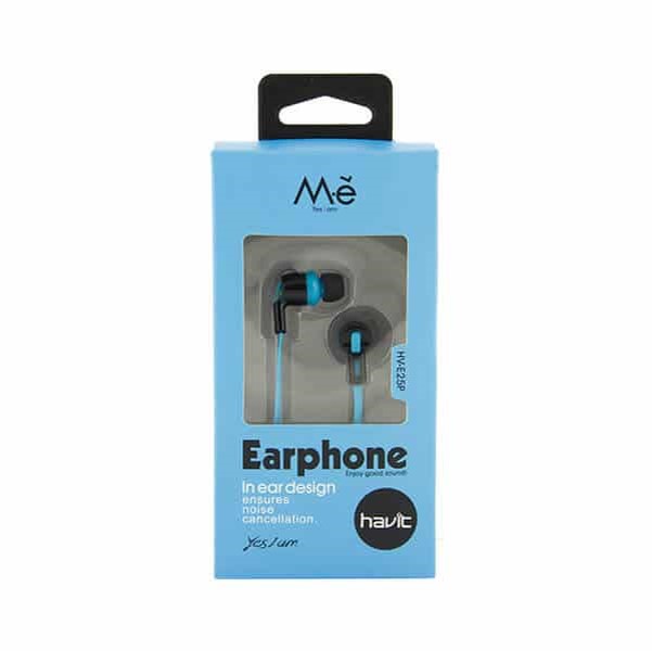 HAVIT Me Earphones, in ear design ensures noise cancellation, 3.5mm plug, cord length 1.2m