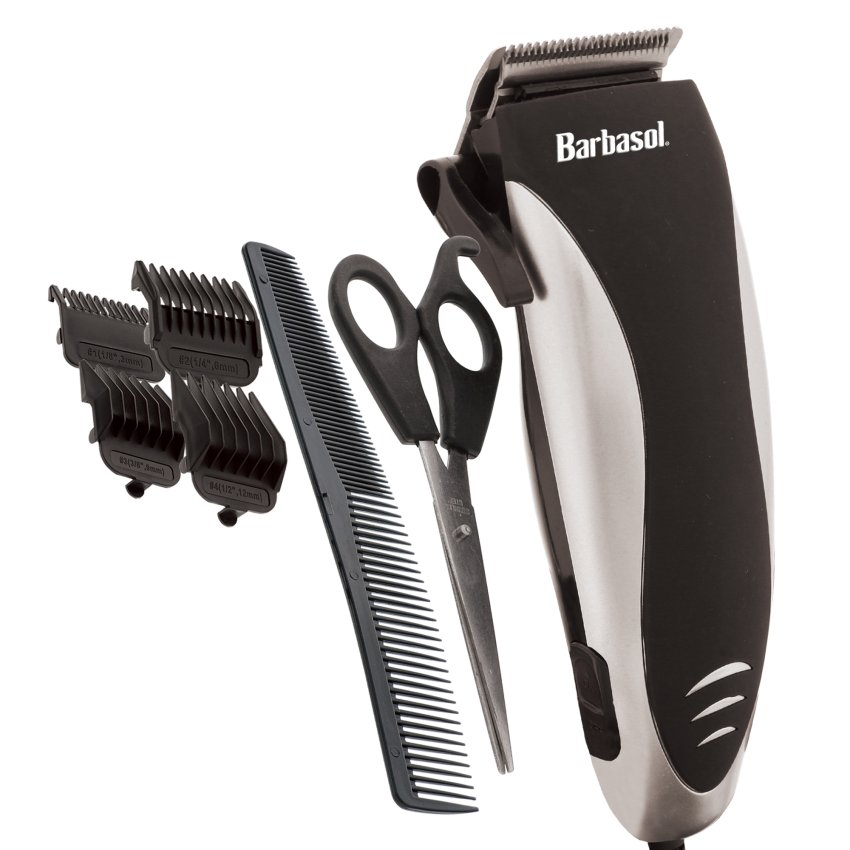 BARBASOL 10 piece Pro Hair Clipper Kit, Adjustable Taper, 4 Guide Combs, Complete Hair Cutting Kit, AC Power, 30 Day Store Warranty, 2Y Brand Warranty