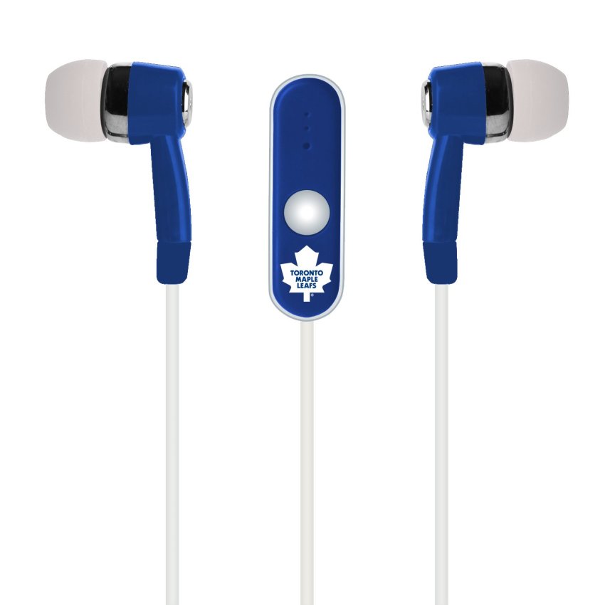 Toronto Maple Leafs Audible hands-free earbuds with microphone, compatible with all divices with 3.5mm jack