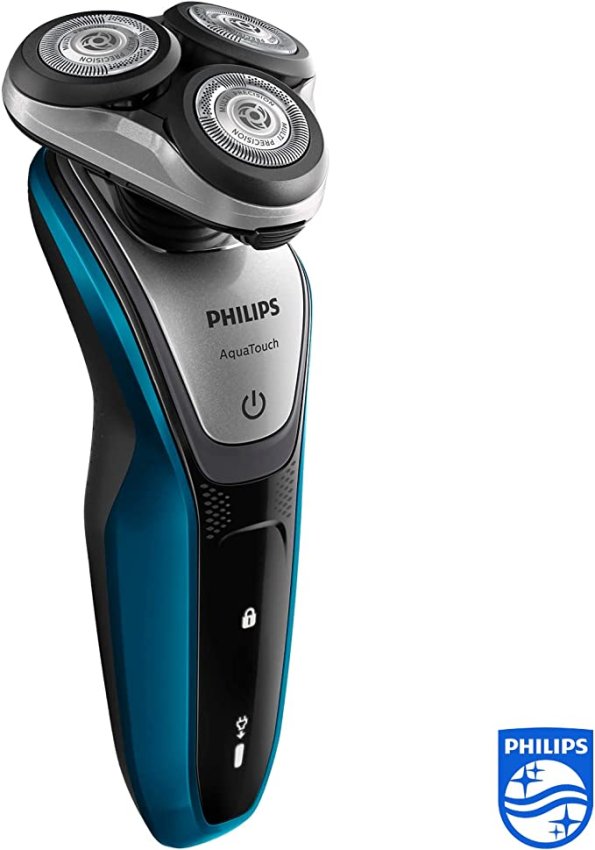 PHILIPS Aqua Touch electric Razor, comfortable wet and dry, MultiPrecision blade system, protects 10X better versus a regular blade, 45 min battery, 1H recharge time, one touch open, smart click, 5-Direction Flex heads, 2Y brand warranty
