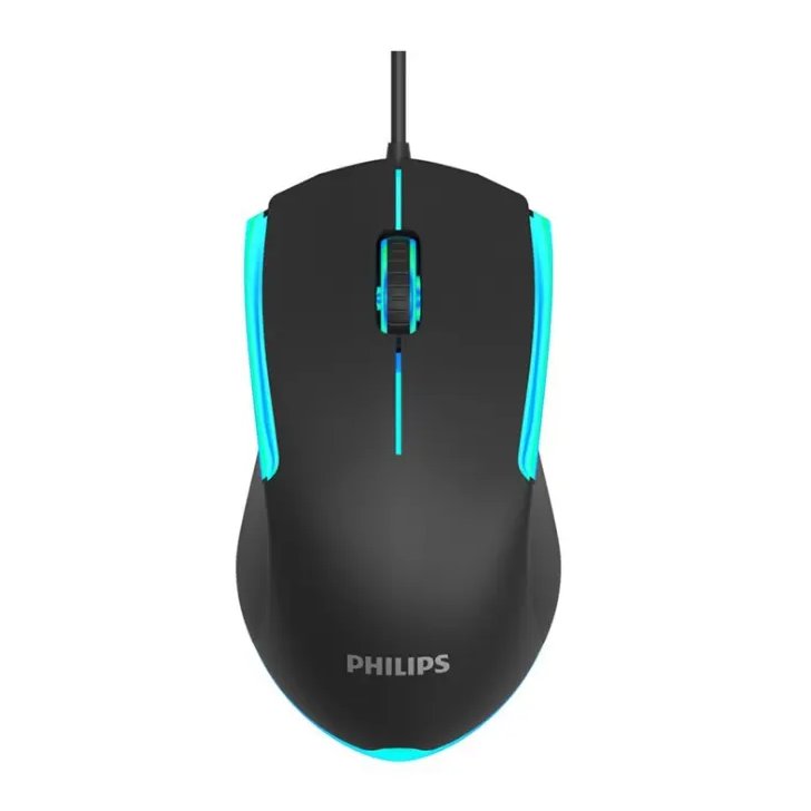 PHILIPS Momentum wired gaming mouse with ambiglow, 1200 DPI, 125Hz Return rate, 3 million clicks lifespan, ergonomic design