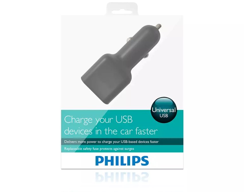PHILIPS USB Car Charger, 12V Compact and Convenient