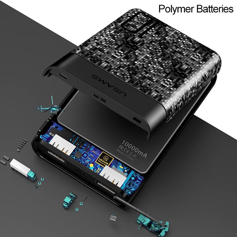 USAMS PB1 10000 mAh Mini Power Bank, Dual USB, mini size but big capacity with polymer battery