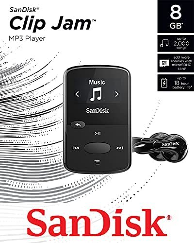 SanDisk Clip Jam 8GB MP3 Player, up to 2000 songs, 18H Battery life