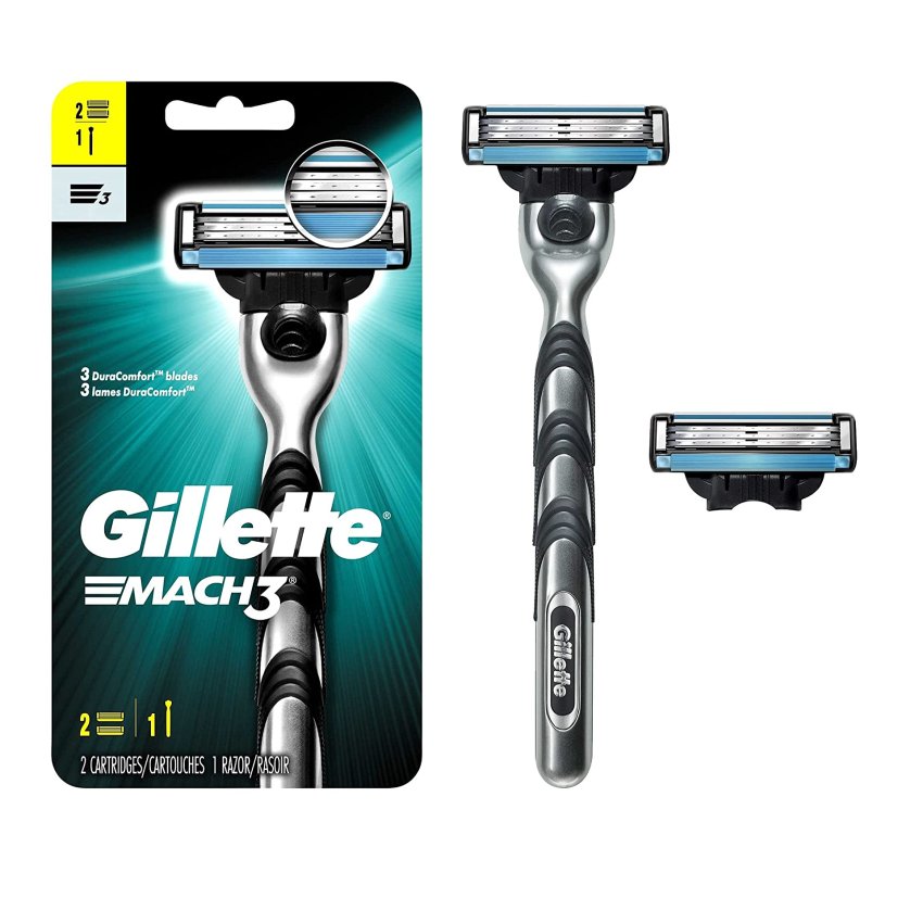 Gillette Mach3 Mens Razor with 1 Handle and Individually Spring Mounted Blades