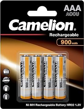 Camelion HR03 1.2 V 900 mAh AAA Micro Nickel Metal Hydride Rechargeable Battery (Pack of 4)