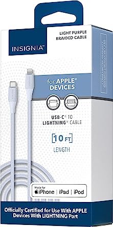 Insignia  10' Lightning to USB-C  Cable, Light Purple