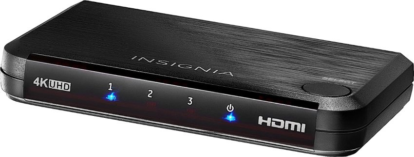 Insignia - 3-Port HDMI Switch with 4K 60Hz and HDR Pass-Through - Black