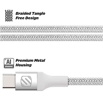Scosche   Strikeline MFi Certified Premium Charge & Sync Braided Cable for Lightning and USB-C Devices 6-ft. White