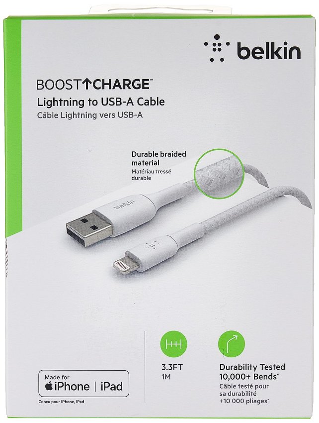 Belkin BoostCharge Braided Lightning Cable, White