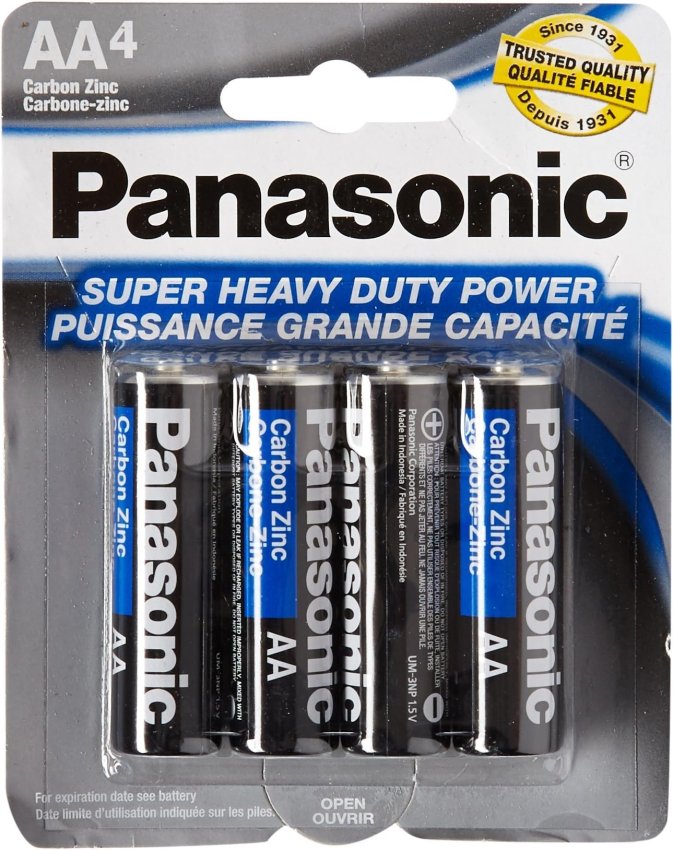 Panasonic  AA Batteries Super Heavy Duty Power Carbon Zinc Double A Battery 1.5V, Black 