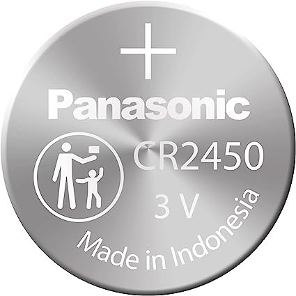 Panasonic CR2450 Battery, Lithium, 3 Volt, 620 mA, Coin Cell