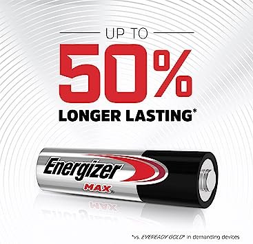Energizer AA Batteries, Max Double A Battery Alkaline, 4 Count