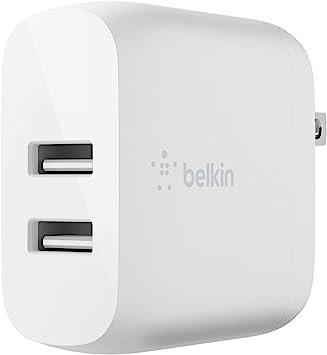 Belkin 24W Dual Port USB-A Wall Charger + Lightning to USB-A Cable