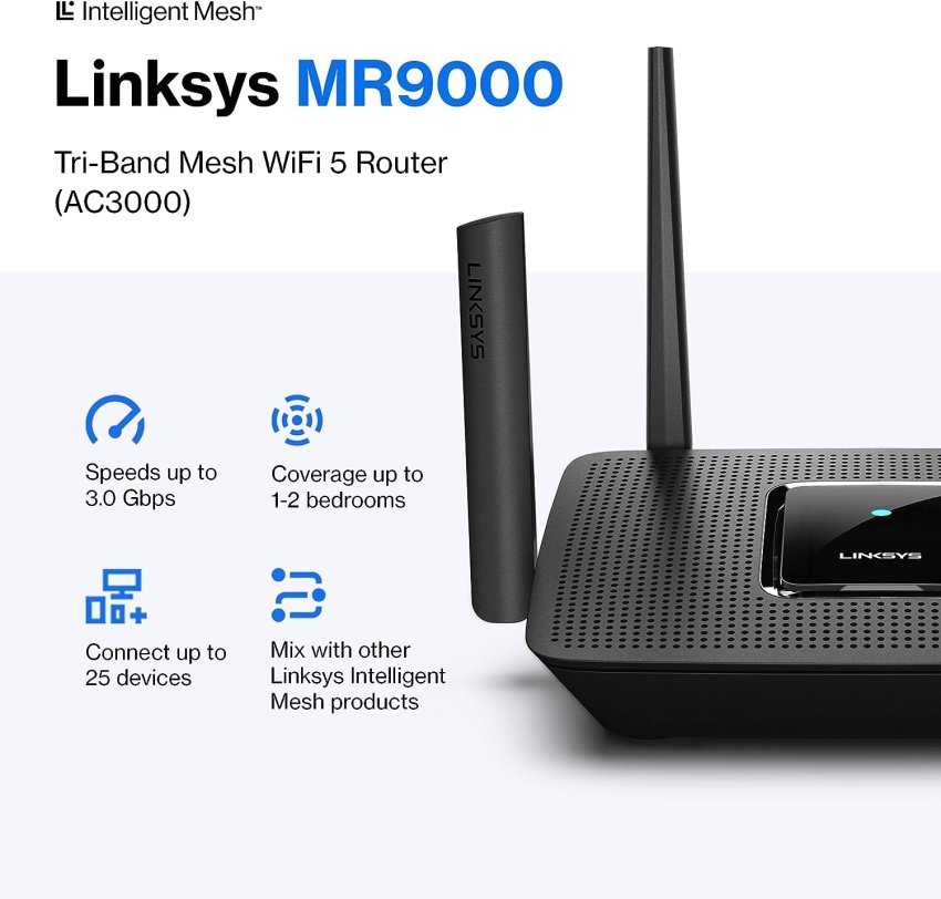 Linksys MR9000 Tri-Band Mesh WiFi 5 Router AC3000
