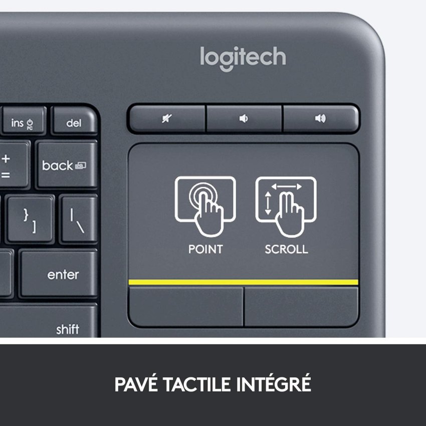 Logitech K400 Plus Wireless Touch TV Keyboard with Media Control and Touchpad