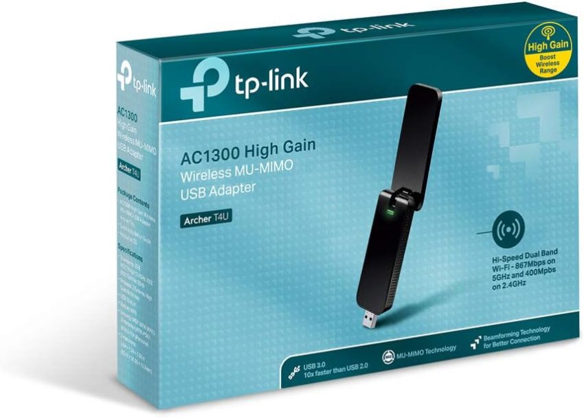 TP-Link AC1300 High Gain MU-MIMO  USB Adapter Archer T4U