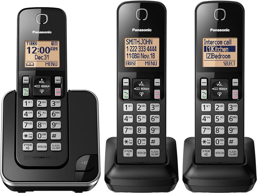 Panasonic KXTGC383B Dect_6.0 3-Handset Landline Telephone