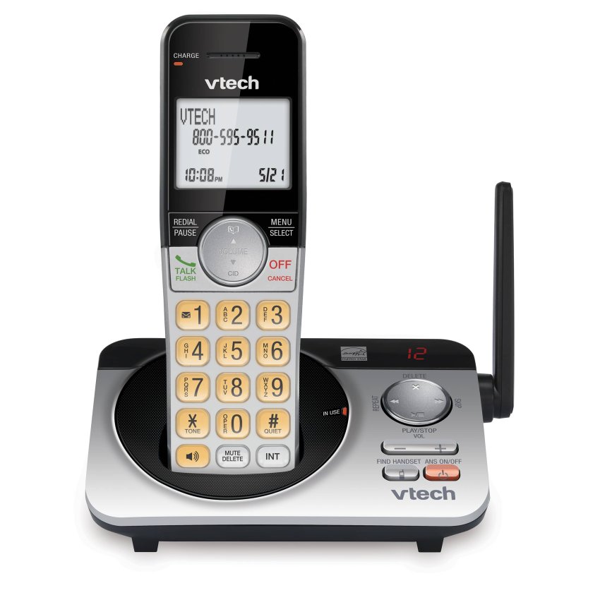 VTech 4 Handset Extended Range Cordless Phone with Answering System, CS5229-4 (Silver/Black)
