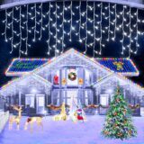 Led String Lights Outdoor Christmas Decorations Lights 98.5 FT 1216 LED 228 Drops 8 Modes Maojia Fairy String Lights Curtain Light String for Bedroom Patio Yard Garden Wedding Party-Cold White