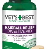 Vet’s Best Cat Hairball Relief Digestive Aid, Vet Formulated Hairball Support Remedy, Classic Chicken Flavor, 60 Chewable Tablets