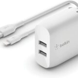 Belkin 24W Dual Port USB-A Wall Charger + Lightning to USB-A Cable