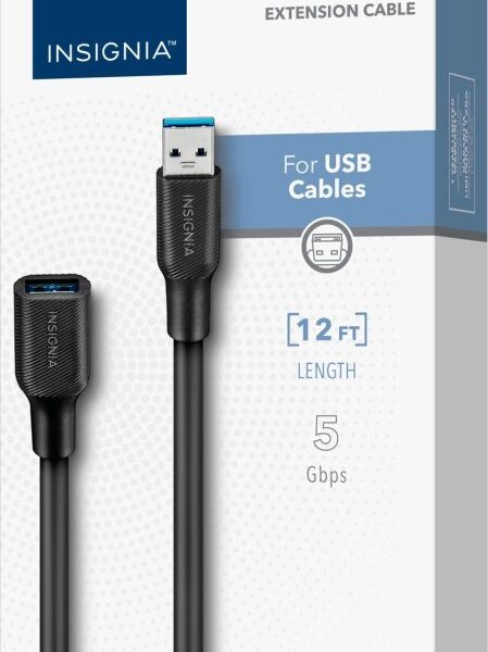 Insignia- 12' USB 3.0 Extension Cable , Black