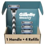 Gillette Mach 3 Turbo For Men, 2 Cartridges, Lubrication, Sharper Blades, Ergonomic Handle