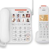 VTech SN5147 Amplified Corded/Cordless Answering System, Call Blocking With Big Buttons and Display, White
