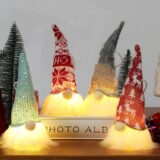 Gnome Christmas Decorations 4 Packs Handmade Swedish Tomte Santa with Lights Scandinavian Christmas Elf Gnomes Plush Gnome Xmas Hanging Gnomes Christmas Ornaments Doll for Home