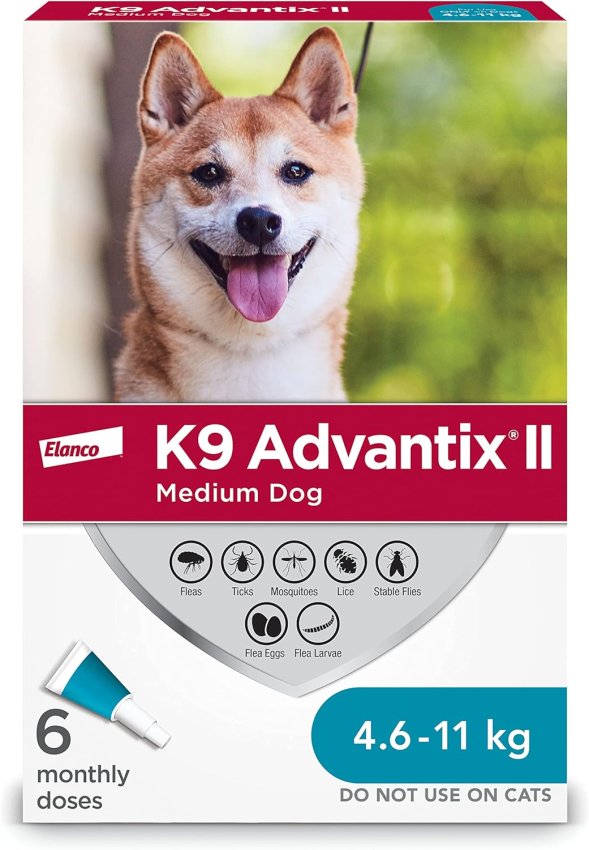 K9 Advantix II Flea and Tick Treatment for Medium Dogs weighing 4.6 kg to 11 kg