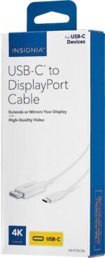 Insignia 6' USB-C to DisplayPort Cable, White, NS-PCKCD6-C