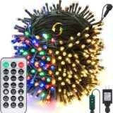Joomer Color Changing Christmas Lights, 115ft 300 LED String Lights 11 Modes Timer with Remote, Dimmable Fairy Outdoor Decorations Connectable for Party, Tree, Decor