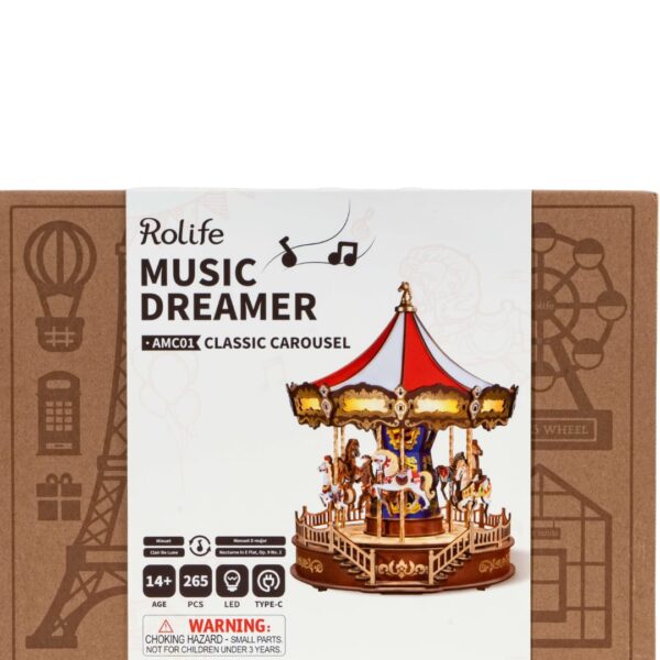 Rolife AMC01 Classic Carousel 3D Wooden Puzzle Kit