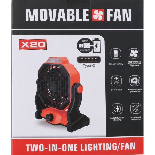 X20 Camping Portable with LED Light  Fan- Type C Charger